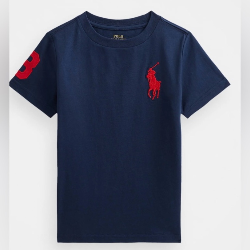 Polo Ralph‎ Lauren Big Boy’s Sz XL (18-20) Navy Big Pony Cotton Jersey Tee